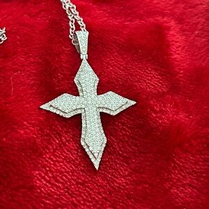 Luxury 1.4 CT Moissanite Diamond Cross‎ Pendant Necklace UNISEX